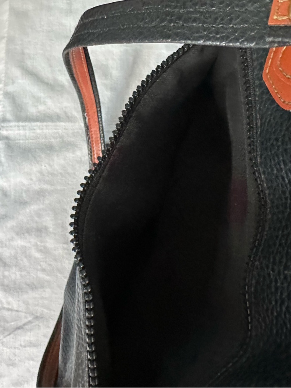 Dooney & Bourke Black Pebbled Leather Tote Bag Brown Trim Shoulder Bag - Picture 9 of 14